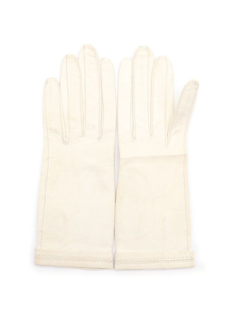 Hermes Vintage Leather Gloves White